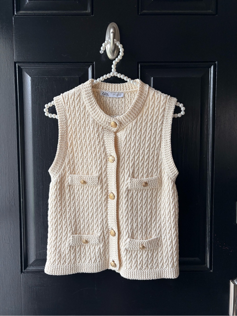 Zara Cream Sleeveless Sweater Knit Vest Size M - Picture 1 of 14